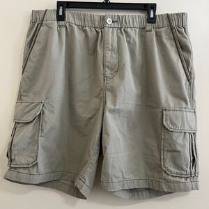 Tommy Bahama Mens Cargo Shorts XLarge Elastic Waist Cotton Khaki Casual Gorpcore